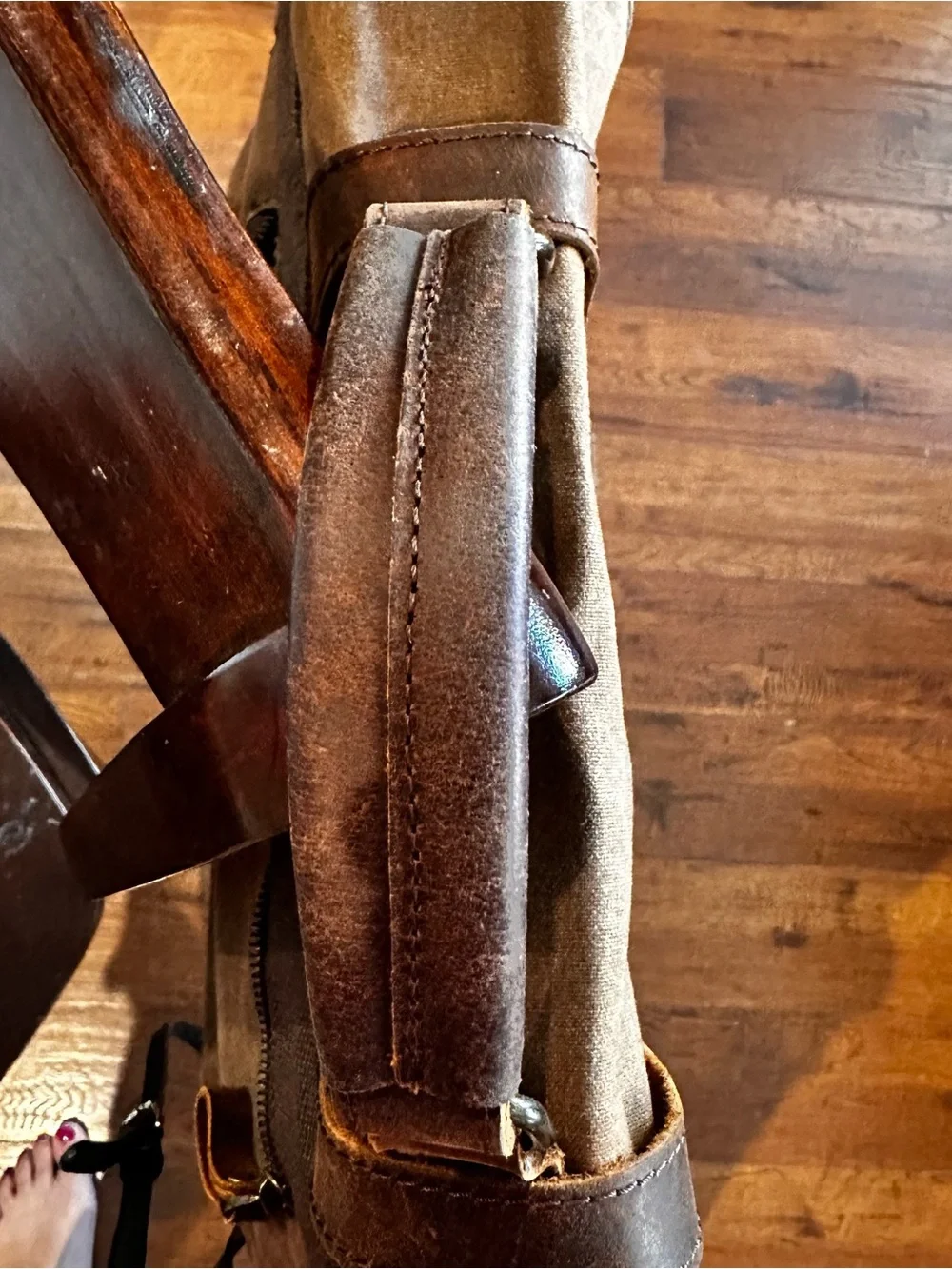 Newhey waxed canvas and genuine leather 15.6” laptop and messenger bag